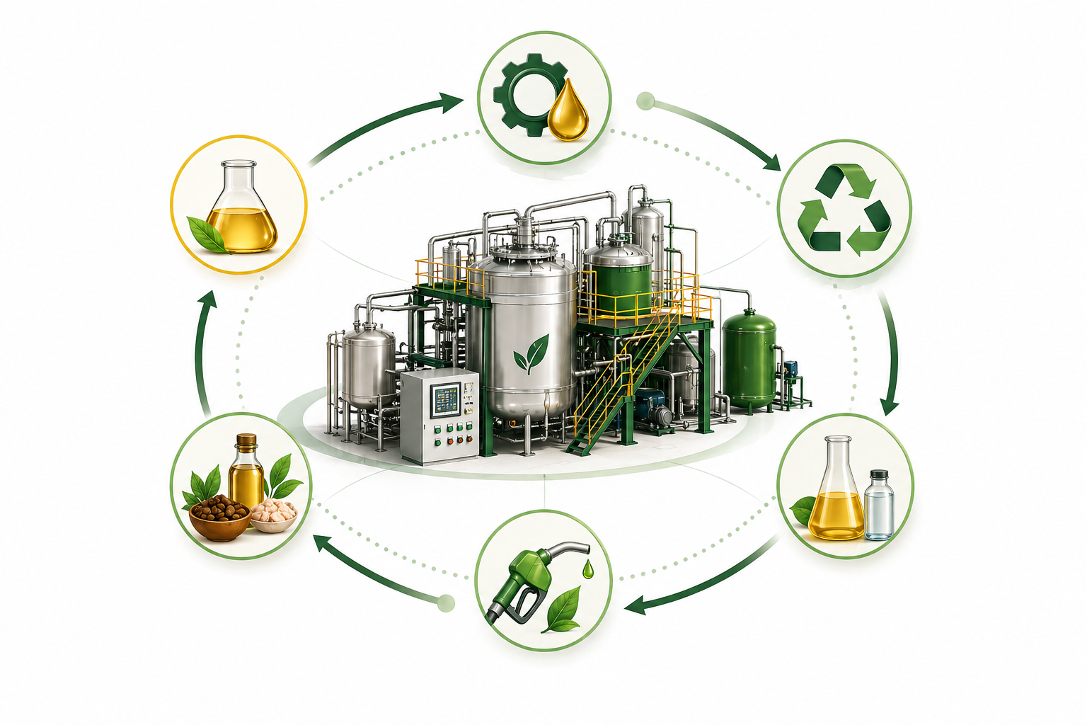 Sustainable biofuel processing workflow diagram